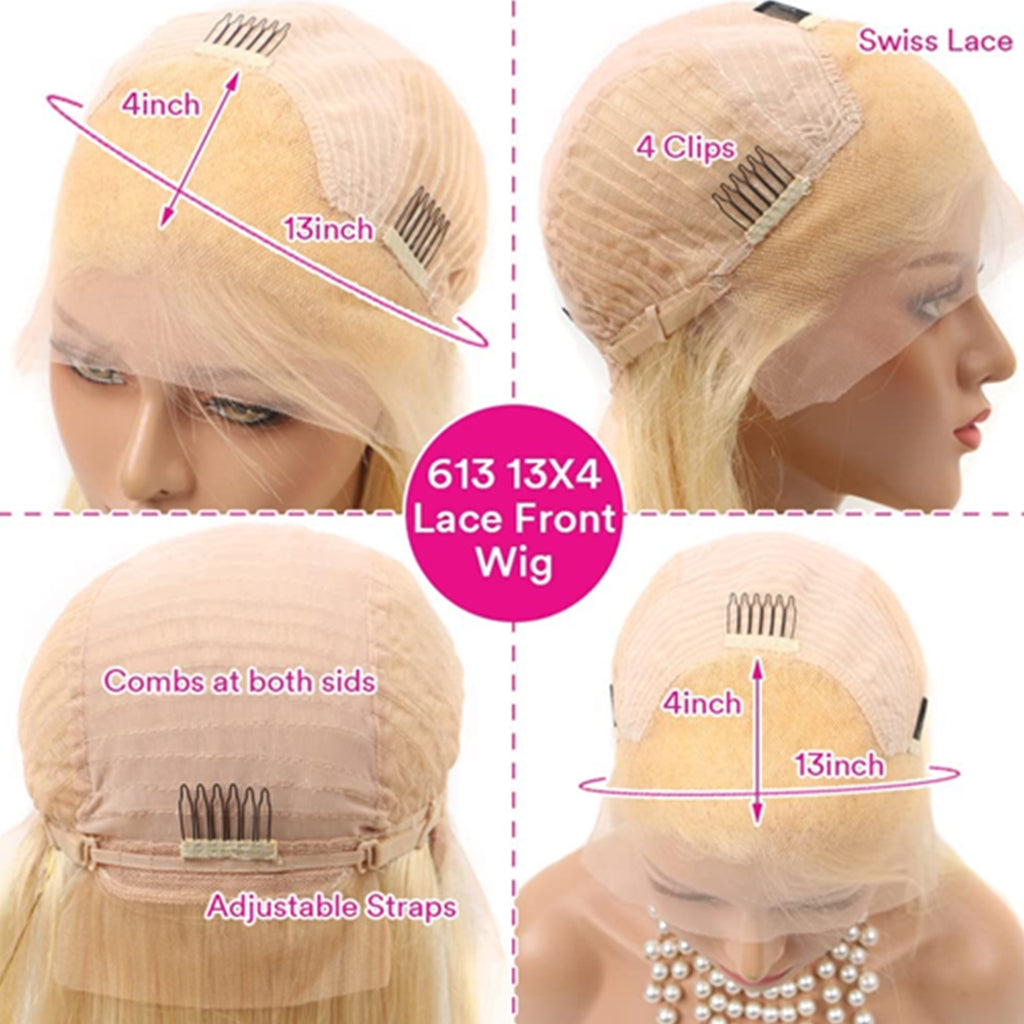 613-Blonde-Lace-Front-Wigs-Human-Hair-613-Lace-Frontal-Wigs-HD-Body-Wave Closure-Wigs-Human-Hair-Glueless-Lace-Frontal-Wigs-For-Women-Pre-Plucked-with-Baby-Hair-wig-cap