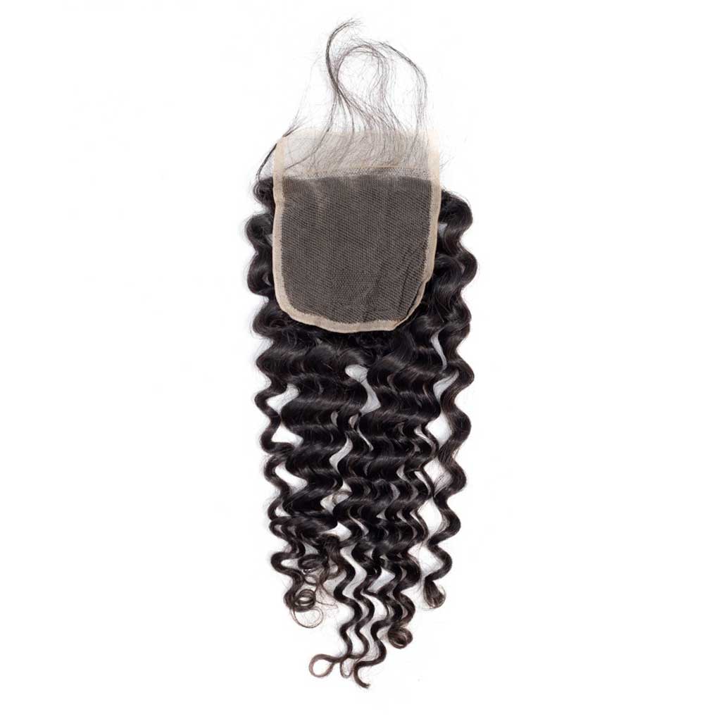 Nulala Hair 10A Brazilian Deep Wave Curly 3 Bundles With Lace Closure