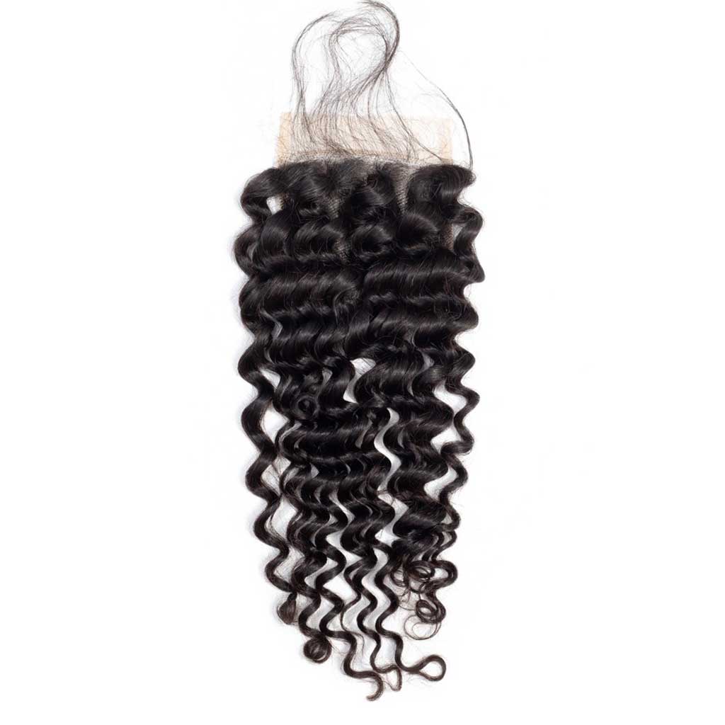 Nulala Hair 10A Brazilian Deep Wave Curly 3 Bundles With Lace Closure