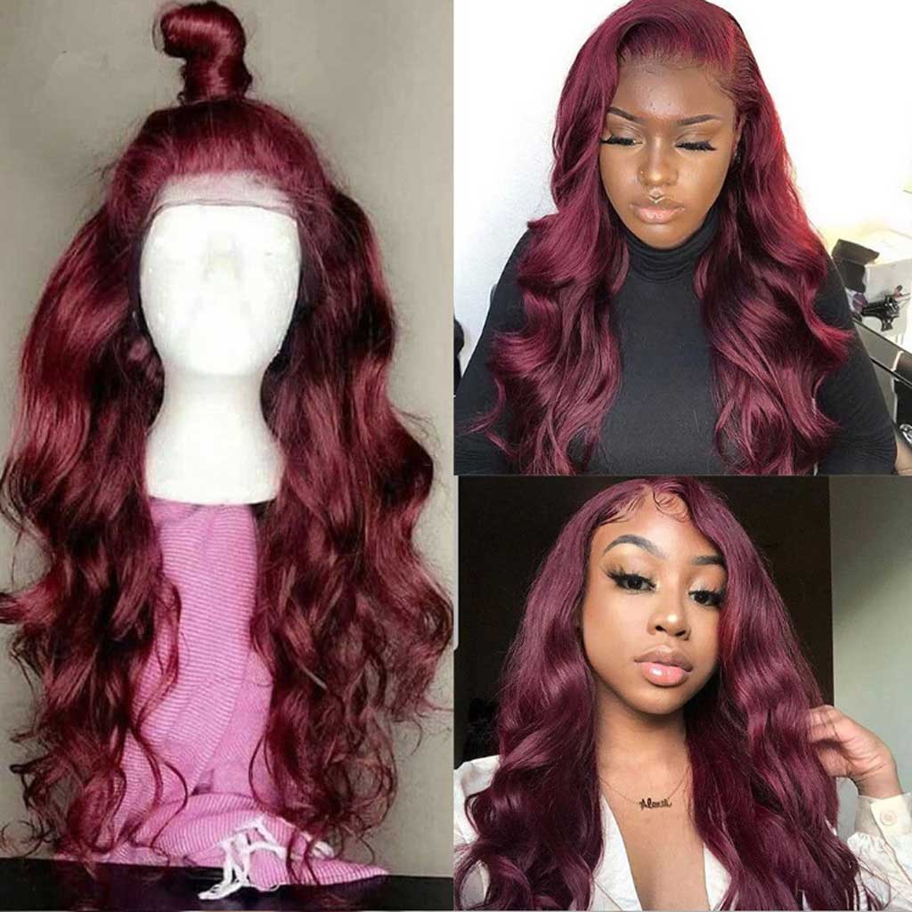 Burgundy-99J-body-wave-lace-front-wig-180%-density-transparent-13x4-frontal-wig